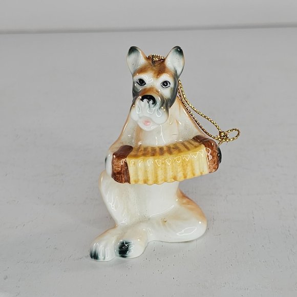 Vintage Boxer Dog Playing Accordion Christmas Ornament Bone China - Picture 9 of 9